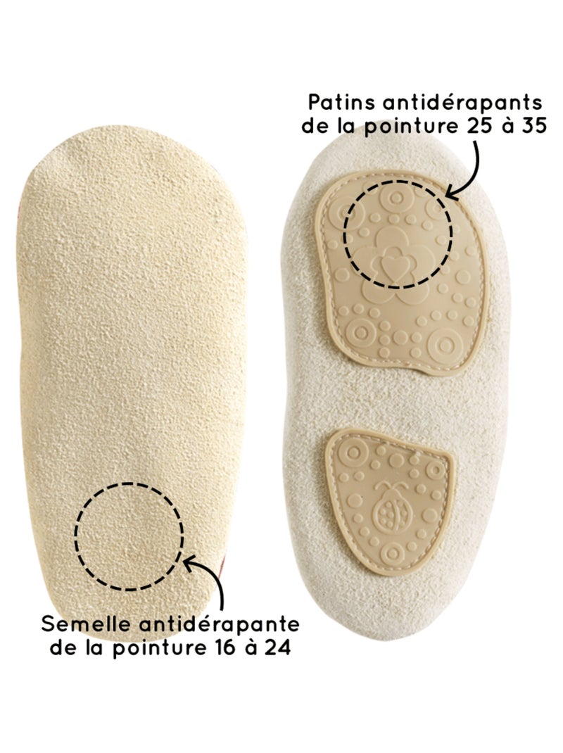 Chaussons cuir souple fourrés célestin les pingouins Vert - Kiabi