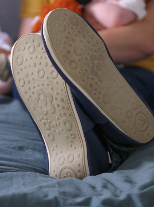 Chaussons cuir souple fourrés Diane les feuilles d'automne - Kiabi