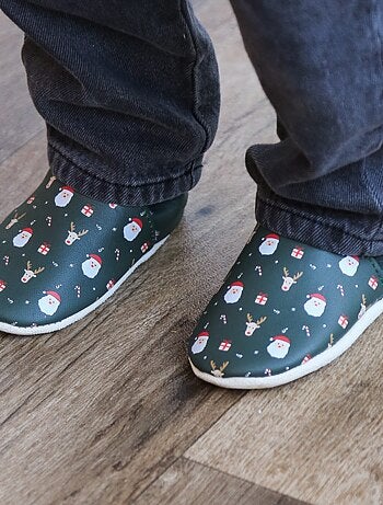 Chaussons cuir souple fourrés Gaspard à Noël
