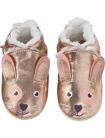 Chaussons cuir souple fourrés Luna le lapin