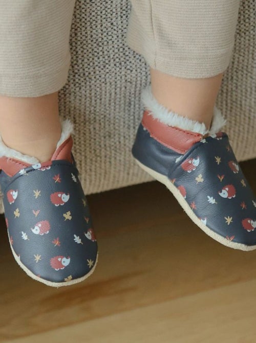 Chaussons cuir souple fourrés philéon les hérissons - Kiabi Chaussons cuir souple fourrés philéon les hérissons - Kiabi