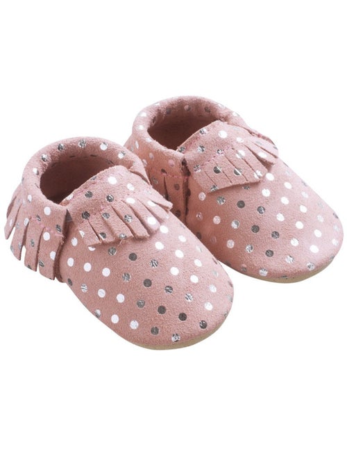 Chaussons cuir souple ? franges ? pois - Kiabi