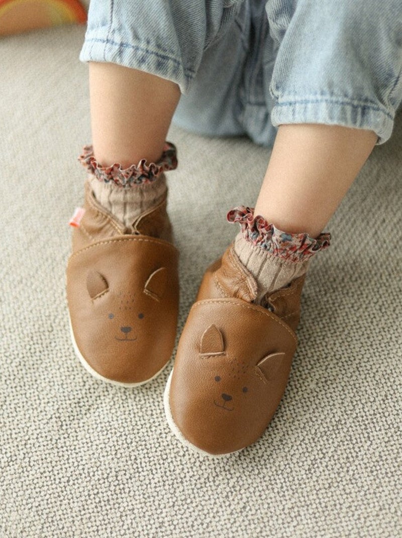 Chaussons cuir souple Lazard le renard Marron - Kiabi