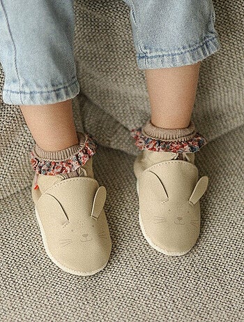 Chaussons cuir souple Marcelin le lapin