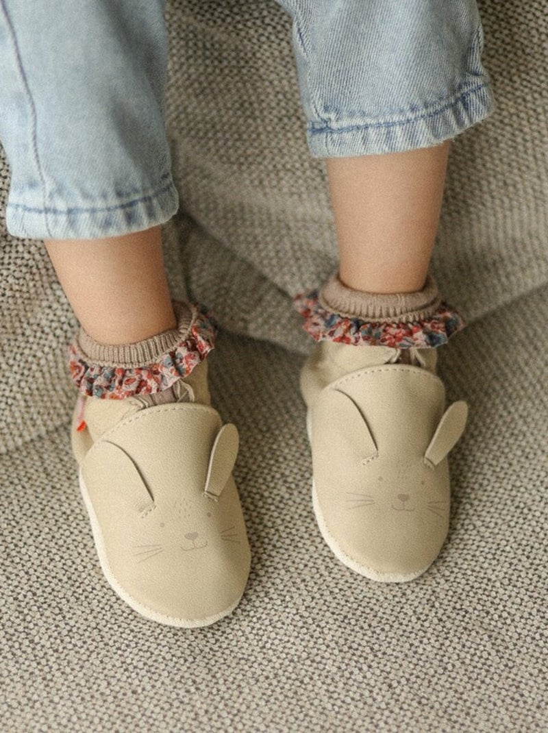 Chaussons cuir souple Marcelin le lapin Beige - Kiabi