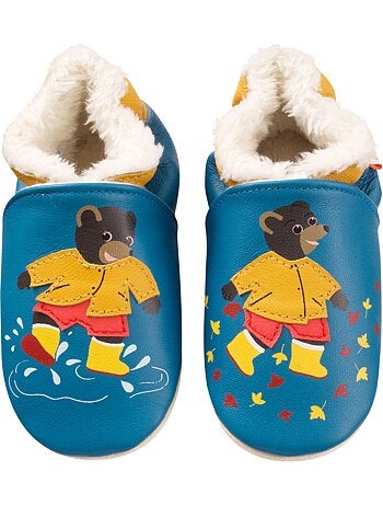 Chaussons cuir souple Petit Ours Brun
