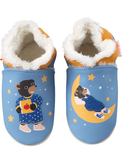 Chaussons cuir souple petit ours brun - Kiabi