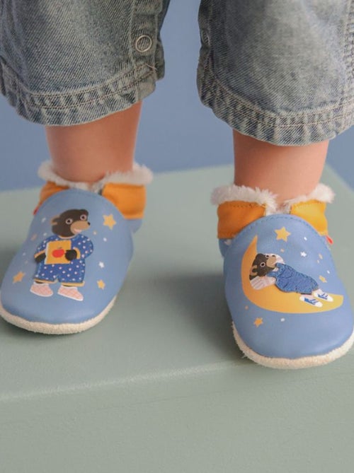 Chaussons cuir souple petit ours brun - Kiabi
