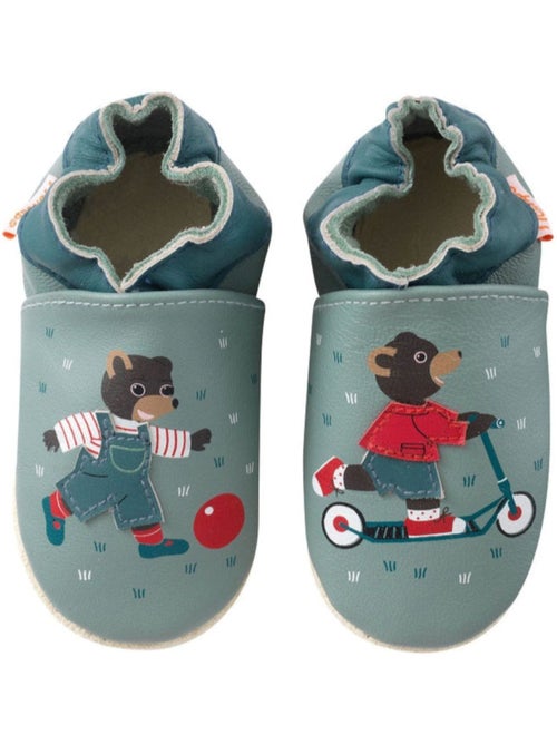 Chaussons cuir souple petit ours brun - Kiabi Chaussons cuir souple petit ours brun - Kiabi