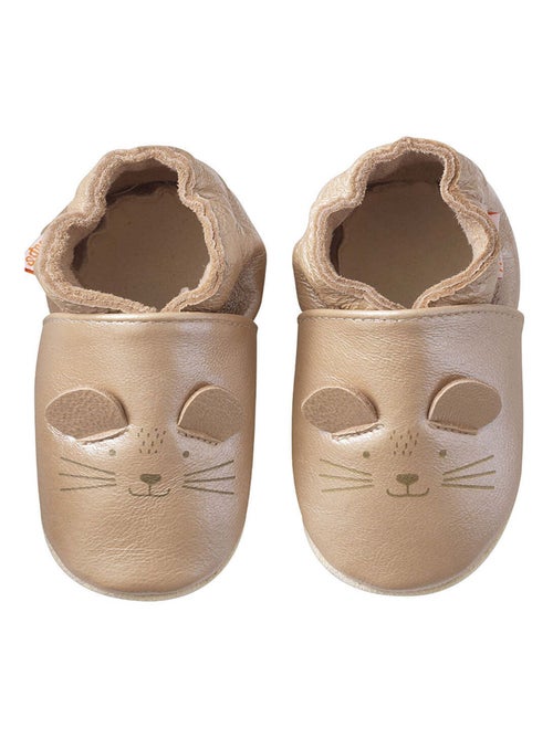 Chaussons cuir souple Rosie la souris - Kiabi