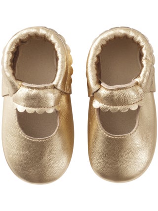 Chaussons cuir souple uni ouvert