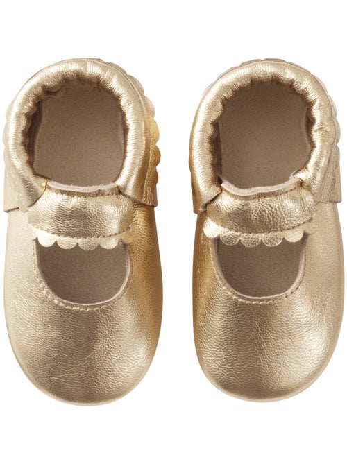 Chaussons cuir souple uni ouvert - Kiabi