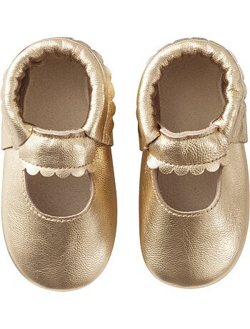 Chaussons cuir souple uni ouvert