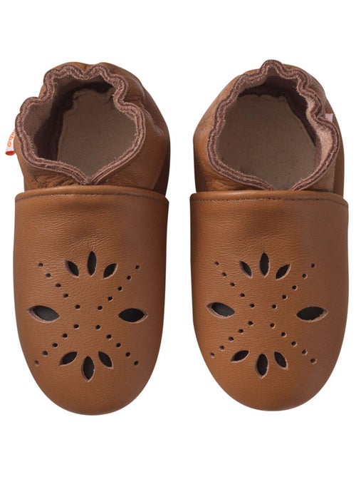 Chaussons cuir souple uni pétales - Kiabi