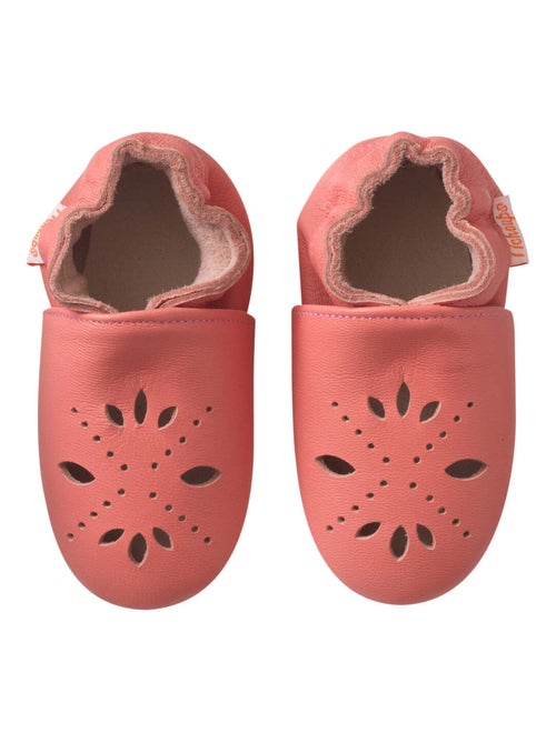 Chaussons cuir souple uni pétales - Kiabi