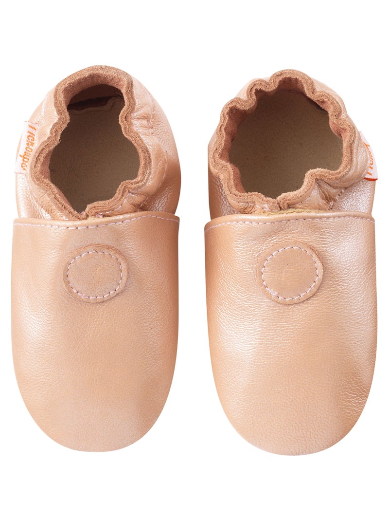 Chaussons cuir souple uni Rose - Kiabi
