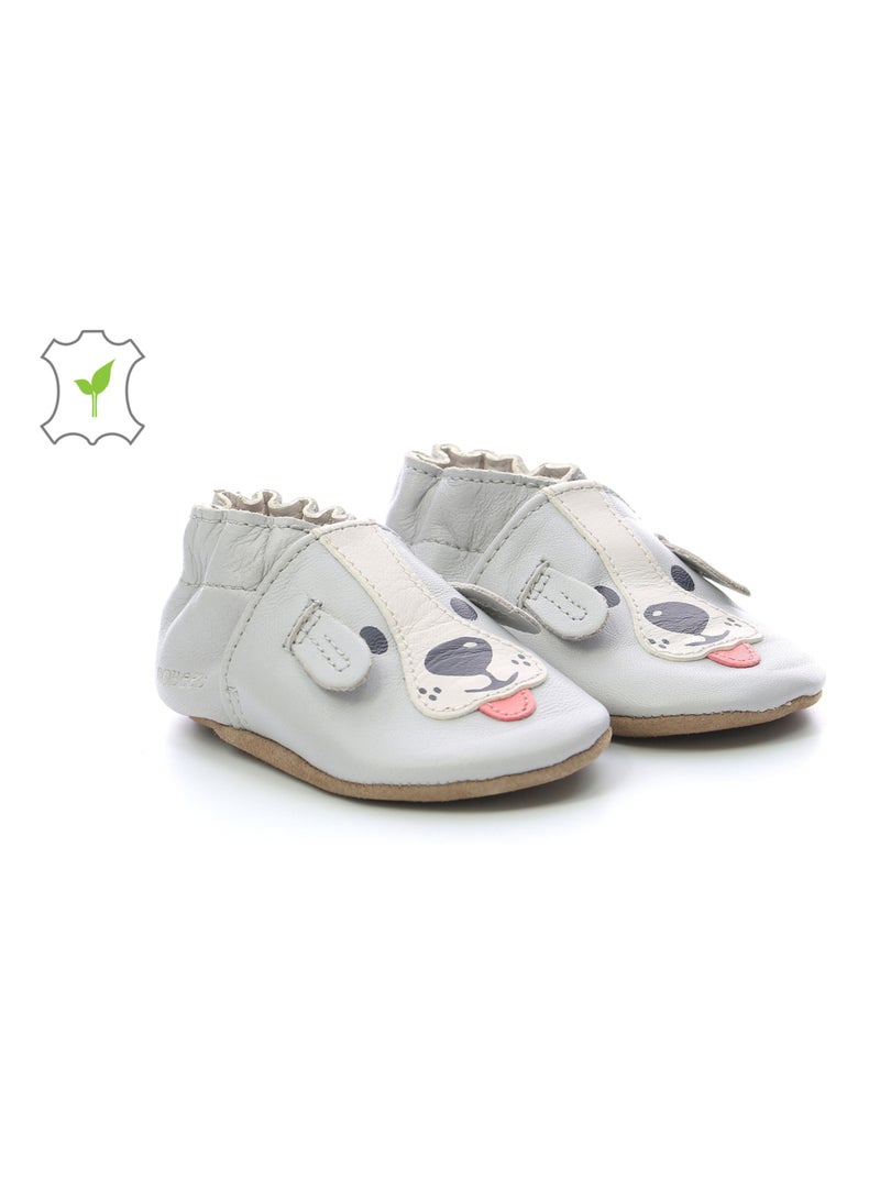 Chaussons Cuir Sweety Dog Gris - Kiabi