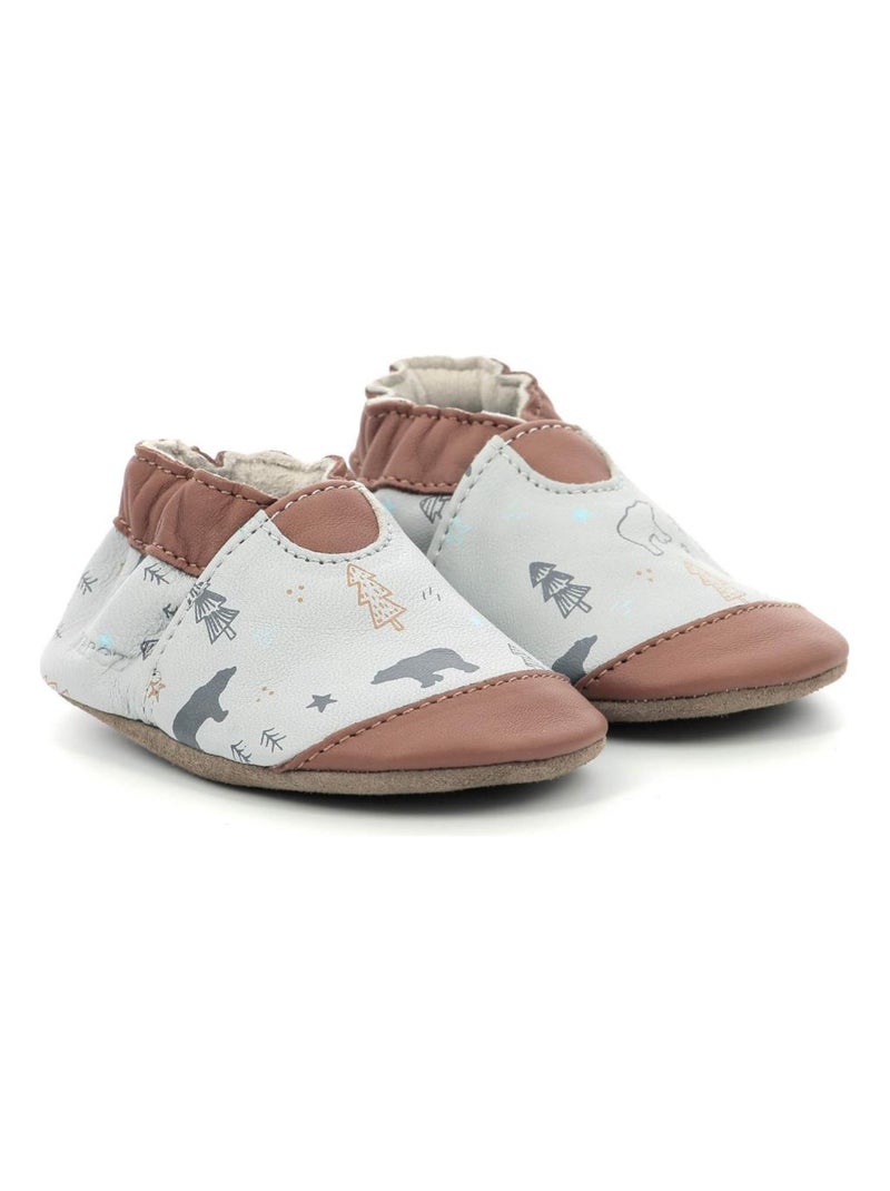 Chaussons Cuir Wintering Bear Robeez Gris - Kiabi