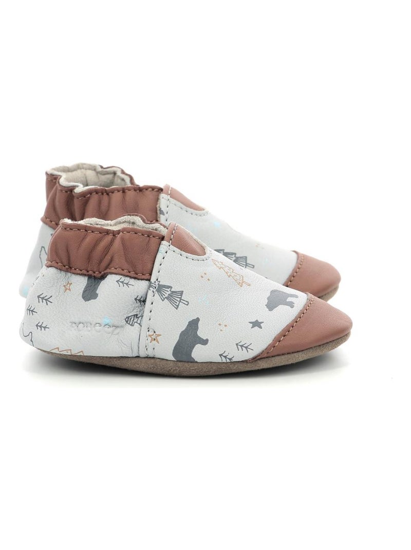 Chaussons Cuir Wintering Bear Robeez Gris - Kiabi