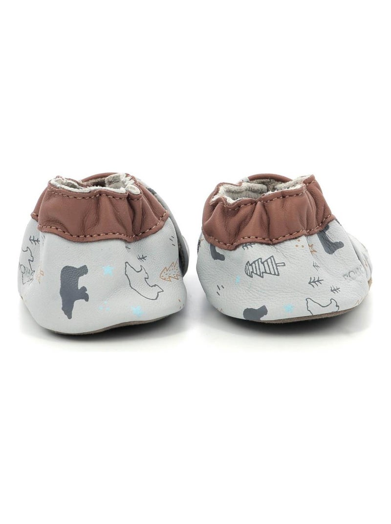 Chaussons Cuir Wintering Bear Robeez Gris - Kiabi
