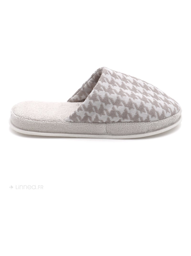 Chaussons de bain PIED-DE-POULE Beige - Kiabi