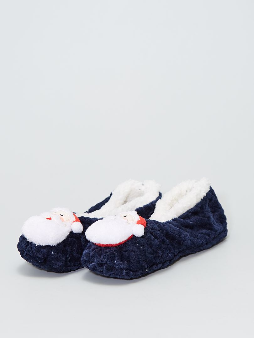 Chaussons de Noël bleu - Kiabi