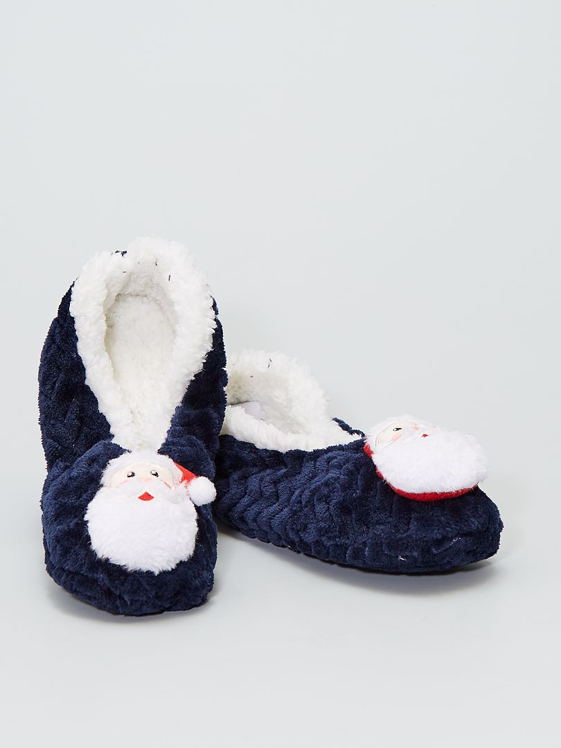 Chaussons de Noël bleu - Kiabi