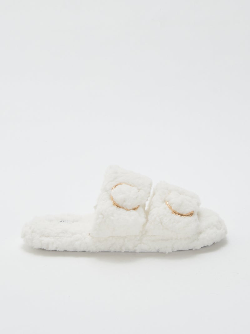 Chaussons double bride fourrés Beige - Kiabi