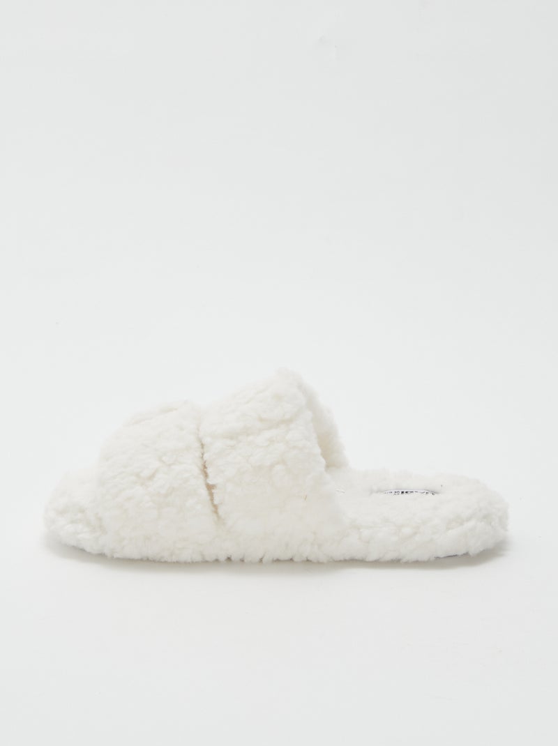 Chaussons double bride fourrés Beige - Kiabi
