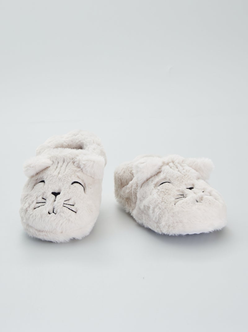 Chaussons doux chat Beige - Kiabi