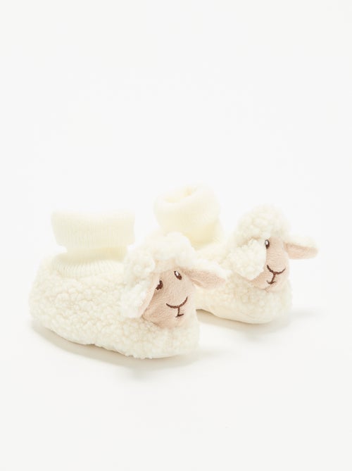 Chaussons effet moutonné avec tête d'animal - Kiabi