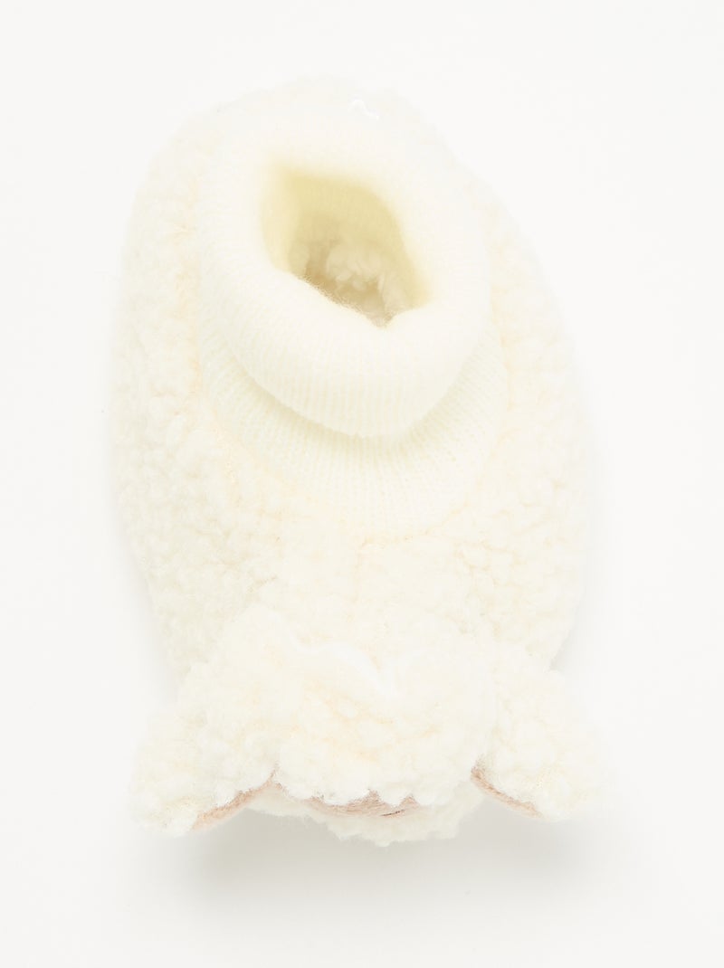 Chaussons effet moutonné avec tête d'animal Blanc - Kiabi