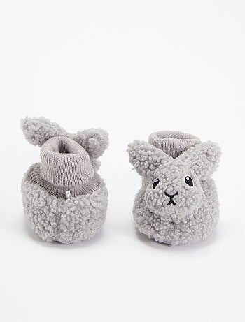 Chaussons effet moutonné avec tête d'animal