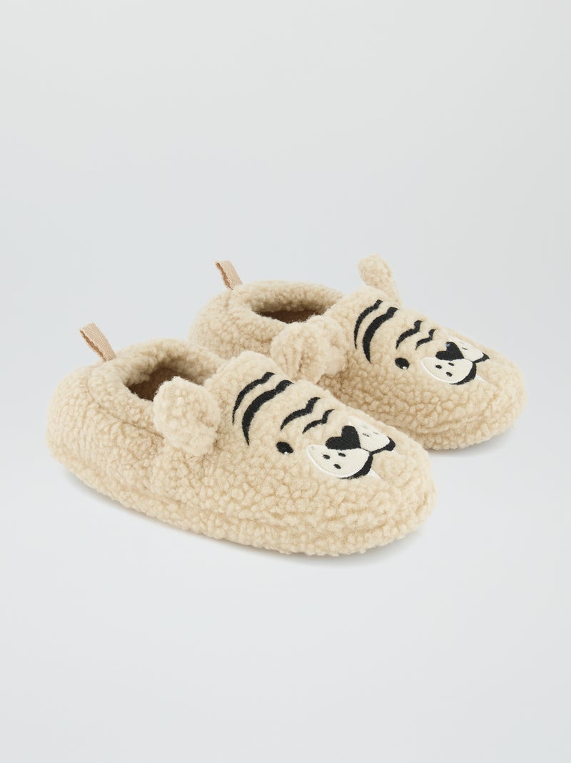 Chaussons effet moutonné Beige - Kiabi