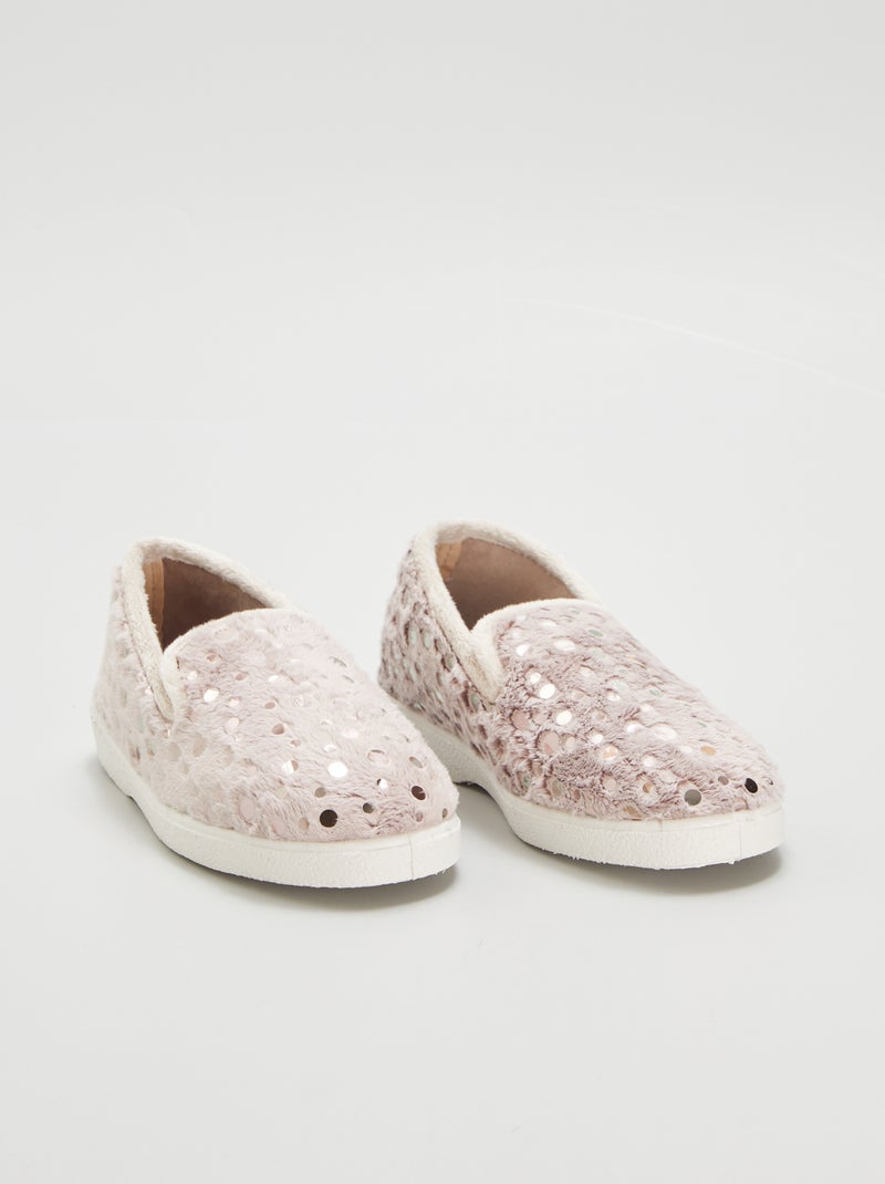 Chaussons effet moutonné Beige - Kiabi