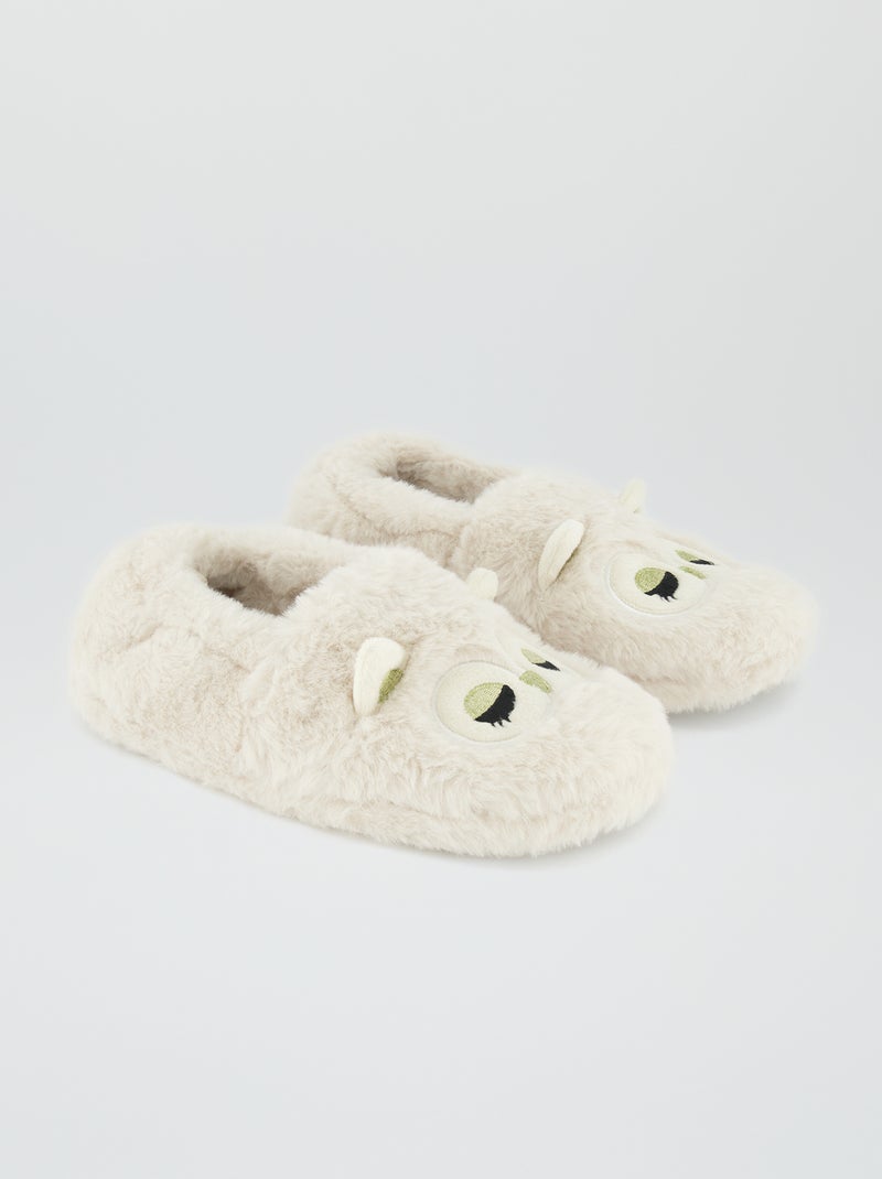 Chaussons effet moutonné blanc - Kiabi