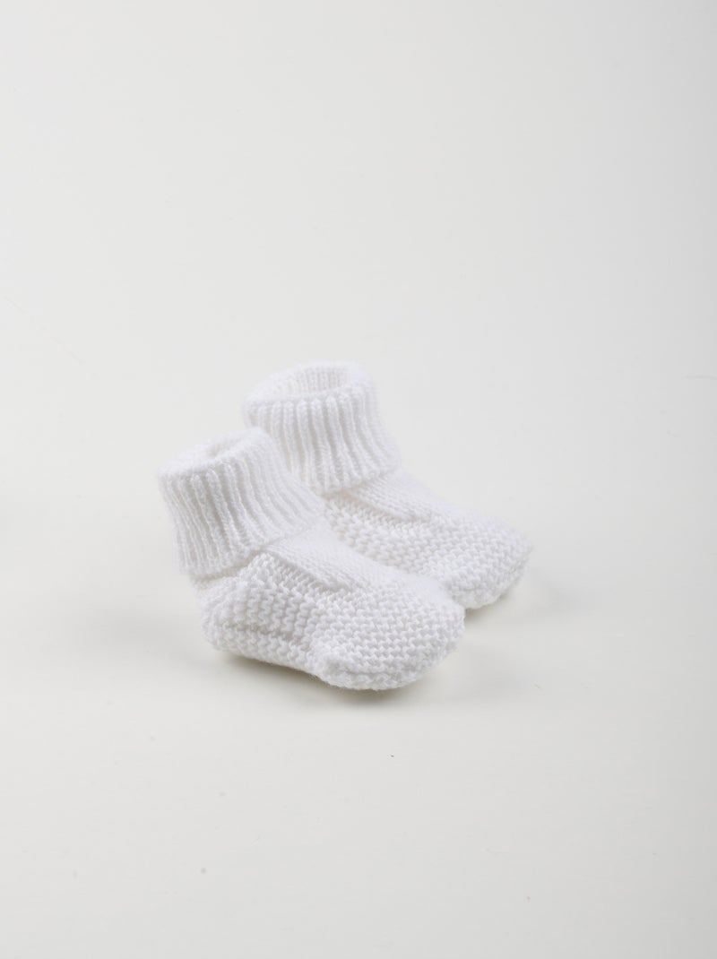 Chaussons en coton Blanc - Kiabi