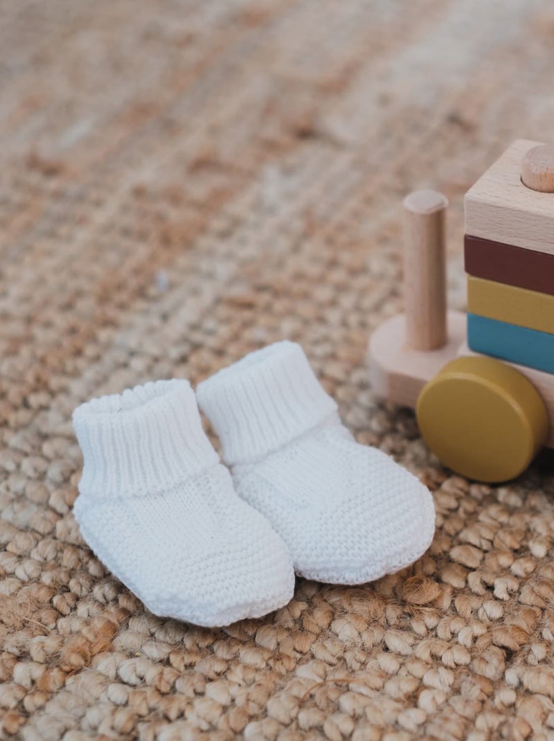 Chaussons en coton Blanc - Kiabi