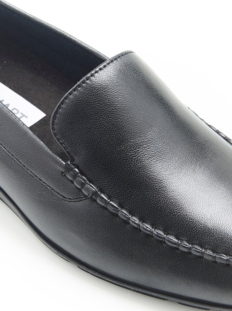 Chaussons en cuir grainé - Damart Noir - Kiabi