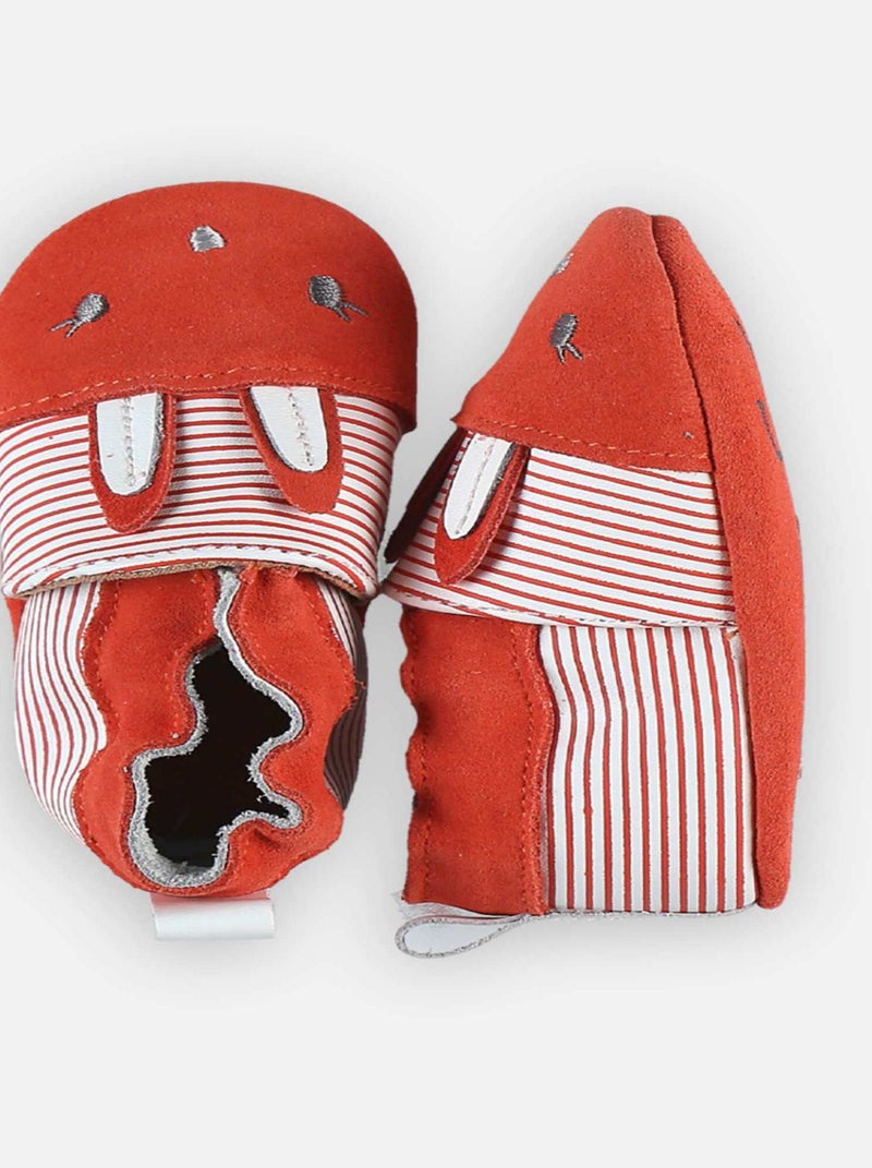 Chaussons en cuir rayé Rose - Kiabi