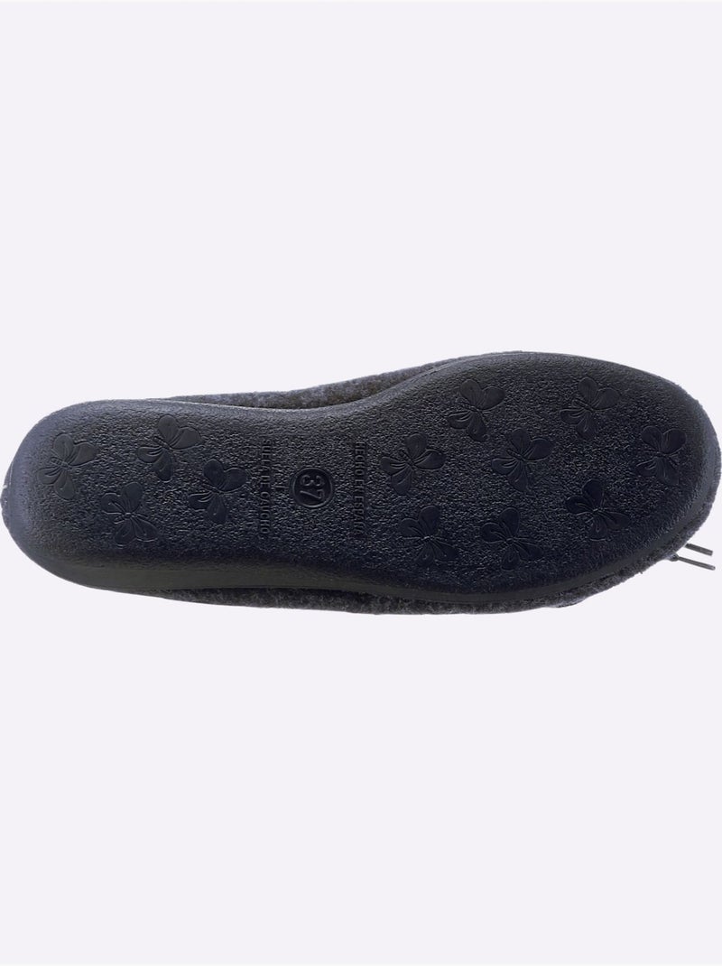 Chaussons en feutre avec nœud décoratif et doublure en laine - Taille standard - Witt Bleu marine - Kiabi
