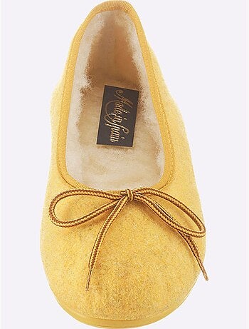 Chaussons en feutre avec nœud décoratif et doublure en laine - Taille standard - Witt