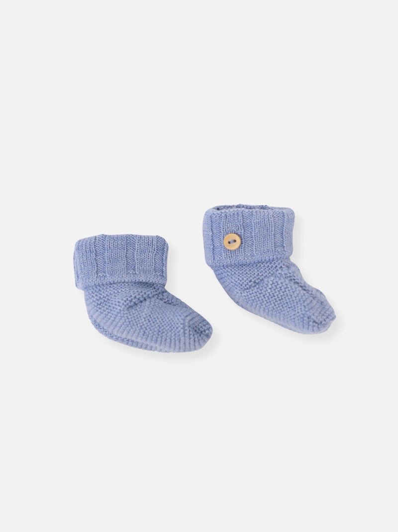 Chaussons en laine mélangée - RETRO Bleu clair - Kiabi