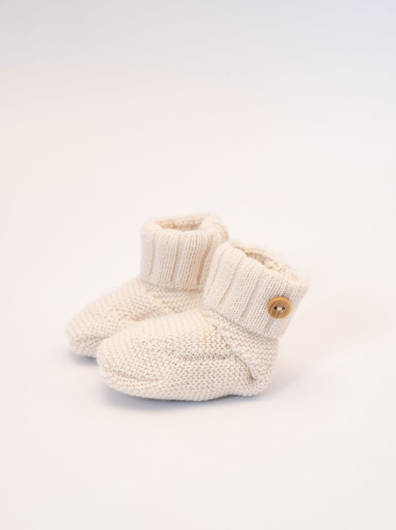 Chaussons en laine mélangée - RETRO Ecru - Kiabi