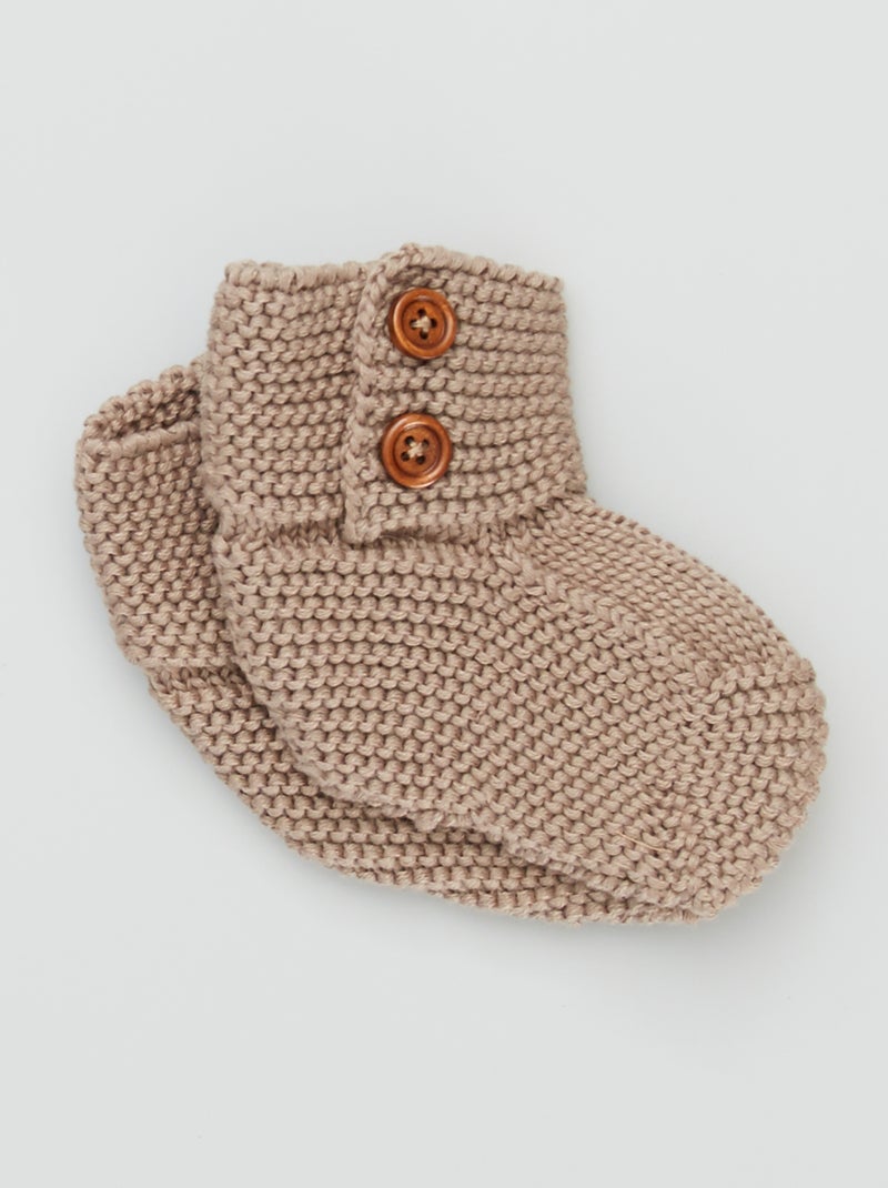 Chaussons en maille beige - Kiabi