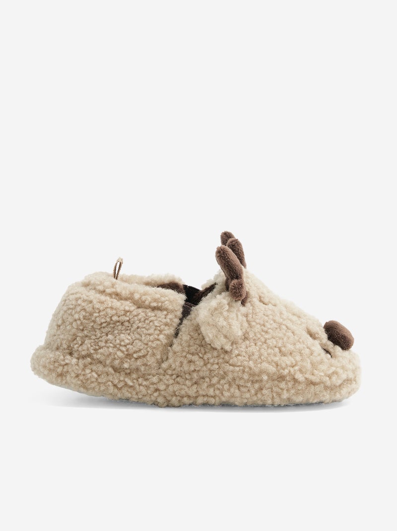Chaussons en matière moutonnée Marron - Kiabi