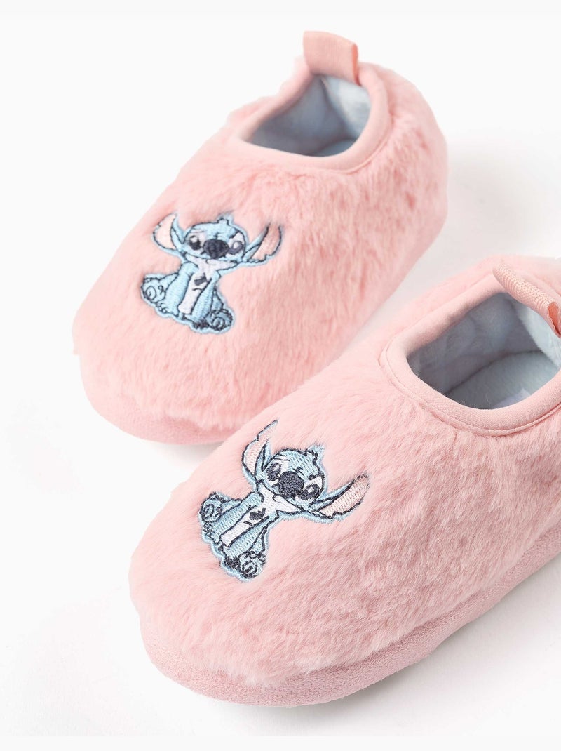 Chaussons en peluche avec broderie stitch Rose clair - Kiabi