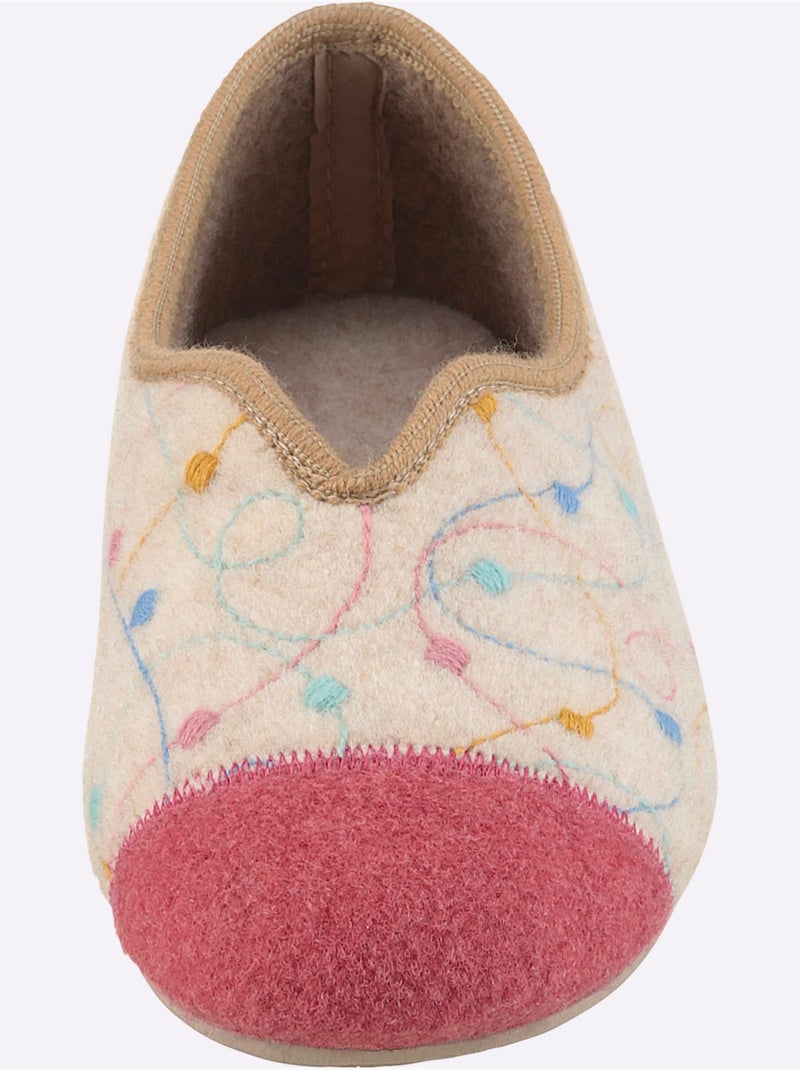 Chaussons en textile avec motif à pois et semelle souple - taille standard - witt Beige - Kiabi
