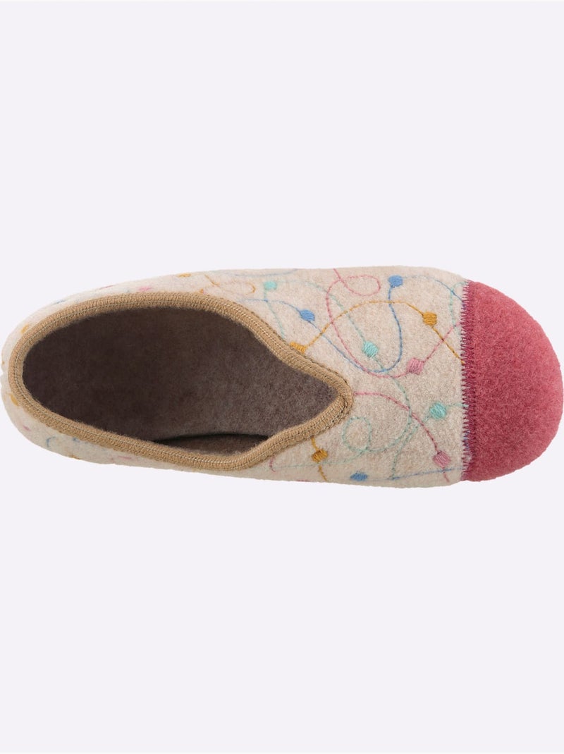 Chaussons en textile avec motif à pois et semelle souple - taille standard - witt Beige - Kiabi
