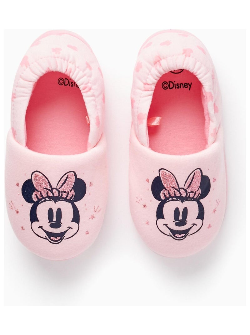 Chaussons en tissu avec paillettes pour fille 'Minnie'   MINNIE Rose clair - Kiabi